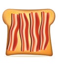 Toast with bacon vector illustration Royalty Free Stock Photo