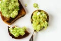 Avocado spred on toast and spoon Royalty Free Stock Photo