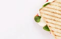 Toast bread sandwich mozzarella cheese on white background Royalty Free Stock Photo