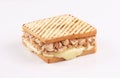 Toast bread sandwich tuna with melted cheese on white background Royalty Free Stock Photo