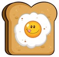 Toast Bread Slice With Smiling Egg Cartoon Character Royalty Free Stock Photo