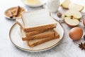 Toast bread slices on a plate for making sweet french toast breakfast Royalty Free Stock Photo