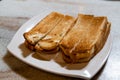 Toast bread in traditional Chinese style with butter and kaya