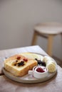 Toast breakfast with dried berry and jam Royalty Free Stock Photo