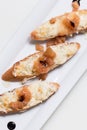 Toast bruschettes topped with cheese and quince jam Royalty Free Stock Photo