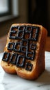 Toast with Carved Numeric Symbols on Marble Surface