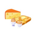 Toast, Cheese And Egg Breakfast Food Elements Isolated Icon