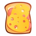 Toast cheese icon, cartoon style