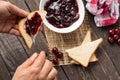 Toast with cherry jam Royalty Free Stock Photo