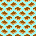 Toast with chocolate spread pixel art pattern seamless. 8bit texture. piece of bread with chocolate pixelated