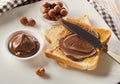 Toast with chocolate spread for a sweet breakfast