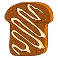 Toast chocolate topped with milk. cartoon Sweet breakfast graphic design element