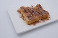 Toast with chololate powder and chocolate sauce toping