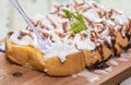 Toast cream is placed on a wooden table