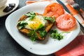Toast with egg and tomato