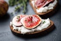 Toast with figs and ricotta cheese Royalty Free Stock Photo