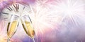 Toast With Fireworks And Champagne Royalty Free Stock Photo