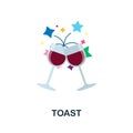 Toast flat icon. Colored element sign from celebration collection. Flat Toast icon sign for web design, infographics and