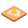 Toast fried egg icon, isometric style