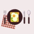 Toast Healthy food. Vector illustration. Flat style