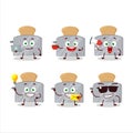 Toast maker cartoon character with various types of business emoticons