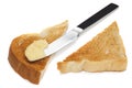 Toast with Margarine and Knife Royalty Free Stock Photo