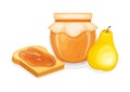 Toasted bread with pear jam vector illustration Royalty Free Stock Photo