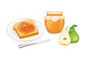 Toasted bread with pear jam vector illustration Royalty Free Stock Photo