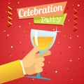 Toast Pledge Celebration Success Prosperity Symbol Hand Hold Glass Drink Icon Flat Design Template Vector Illustration