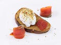 Toast with poached egg and salmon