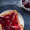 Toast with raspberry jam