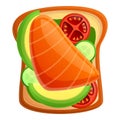 Toast red fish icon, cartoon style Royalty Free Stock Photo