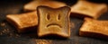 The Toast with a Sad Expression amongst Other Slices of Bread.AI generated image Royalty Free Stock Photo