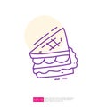 toast sandwich doodle line icon