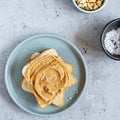 Toast sandwich of a slice of toast bread and peanut butter for breakfast Royalty Free Stock Photo