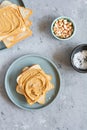 Toast sandwich of a slice of toast bread and peanut butter for breakfast Royalty Free Stock Photo