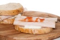 Toast sandwich with turkey breasts and ketchup Royalty Free Stock Photo