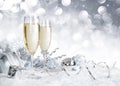 Toast with silver christmas decoration Royalty Free Stock Photo