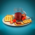 Toast with strawberry jam