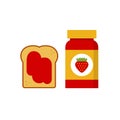 Toast with strawberry jam icons