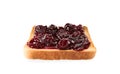 Toast with tasty cherry jam on white background Royalty Free Stock Photo