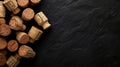 Toast to the Festivities: Sparkling Champagne and Wine Corks on Black DÃÂ©cor - Captivating  Backg Royalty Free Stock Photo