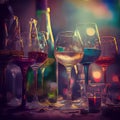 Toast to Joy: A Colorful Depiction of Festivities and Wine Glasses Royalty Free Stock Photo