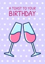 Toast to your birthday greeting card with color icon element