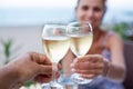 Toast for two to the sea. Royalty Free Stock Photo