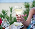 Toast for two to the sea. Royalty Free Stock Photo