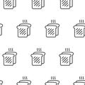 Toast vector seamless pattern. Background food theme. Toasted bread slice icon repeating element. Line style breakfast stock Royalty Free Stock Photo