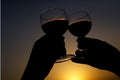 Toast with wine glass silhouette Royalty Free Stock Photo