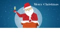 Toast with wine and Santa Claus before down the chimney. Royalty Free Stock Photo