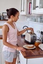 Toast woman kitchen Royalty Free Stock Photo